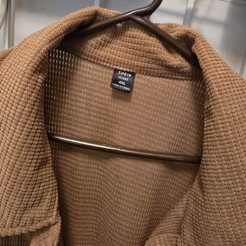 SHEIN Tan Textured Knit Jacket